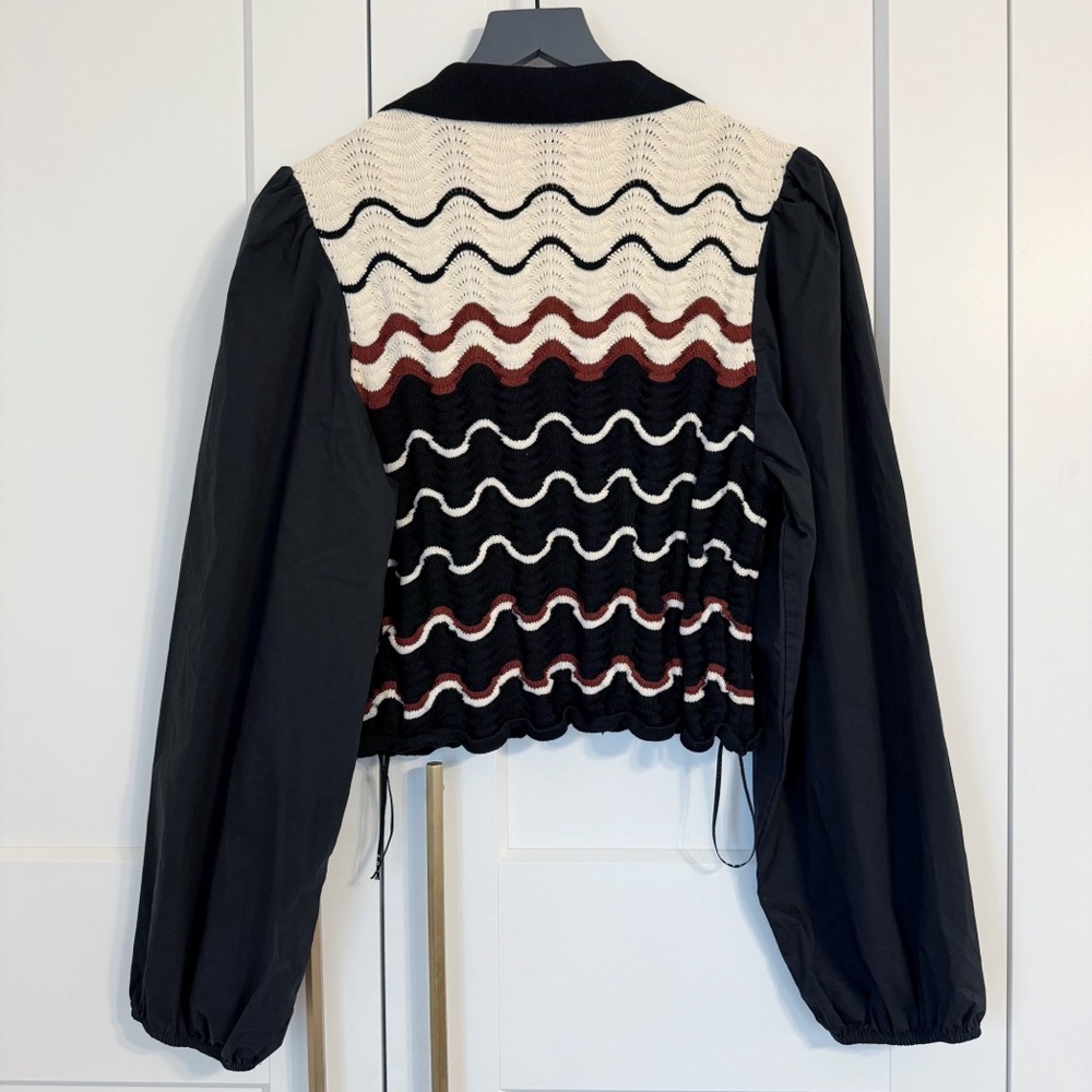 TANYA TAYLOR Women’s L / XL Arleta Crochet Top Long Sleeve CP25 - Picture 4 of 9